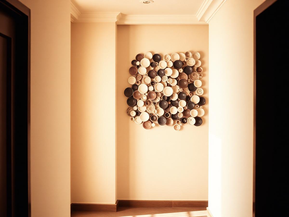 Ceramic wall installation in a hotel corridor nook